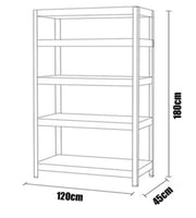 Estante 180x120x45 negro con pasador- 700kg